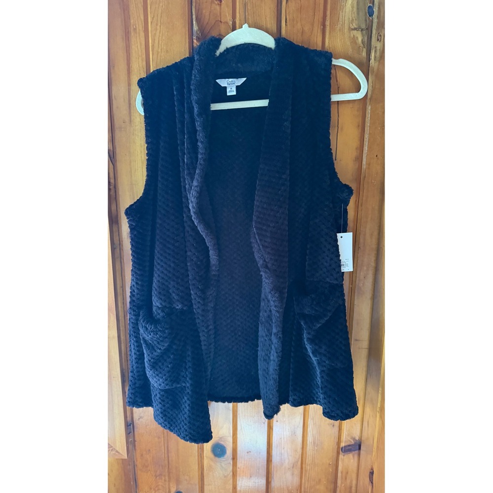 Croft & Barrow Plush Fleece Vest Sleeveless Pockets Cozy Black‎ Croft & Barrow M